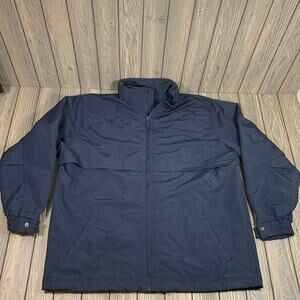 Sportsmaster Men Rain Jacket Windbreaker Bomber Navy Blue Sz L Heavyweight Lined